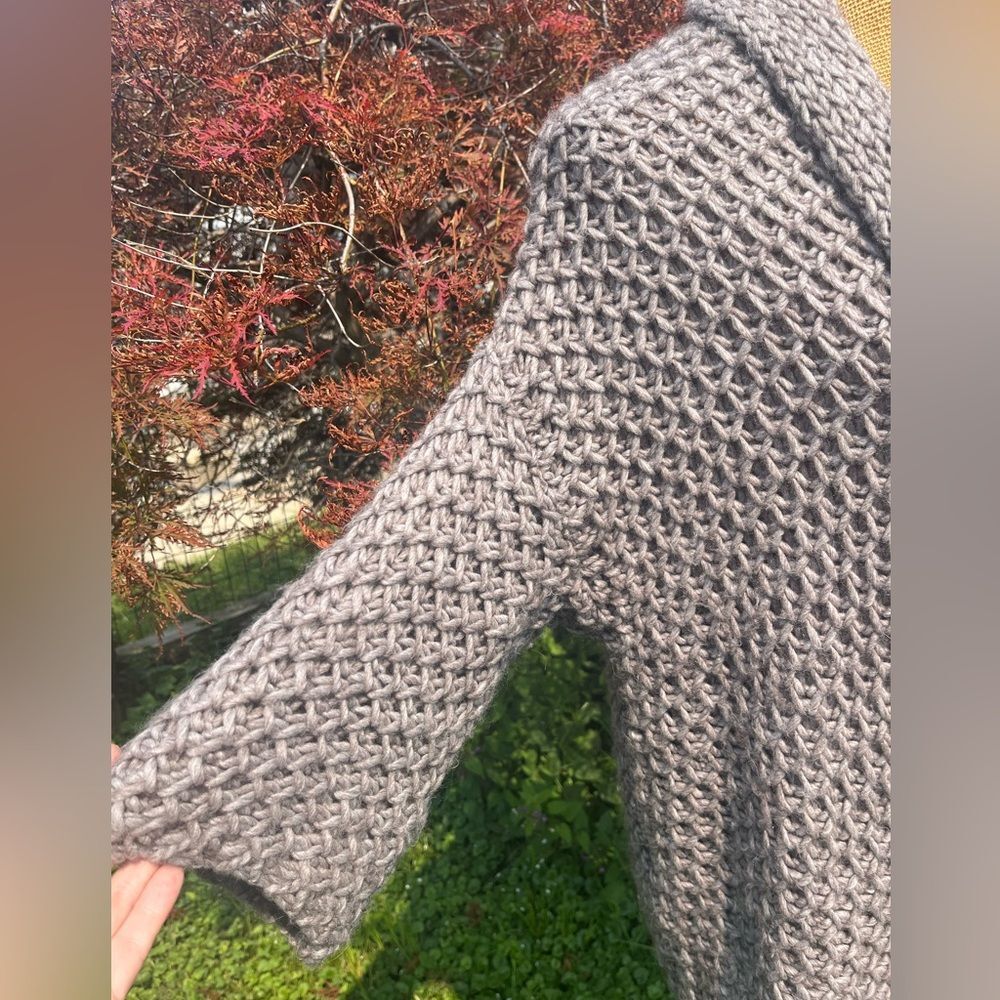 Elsamanda Oversized Italian Wool Alpaca Knit Cardigan Sweater Brown Size Small - Picture 5 of 11